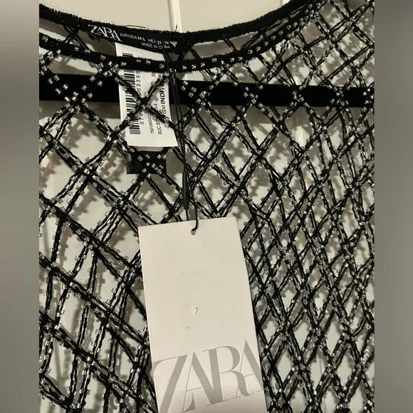 Zara Black Sheer Net Top - Picture 7 of 8